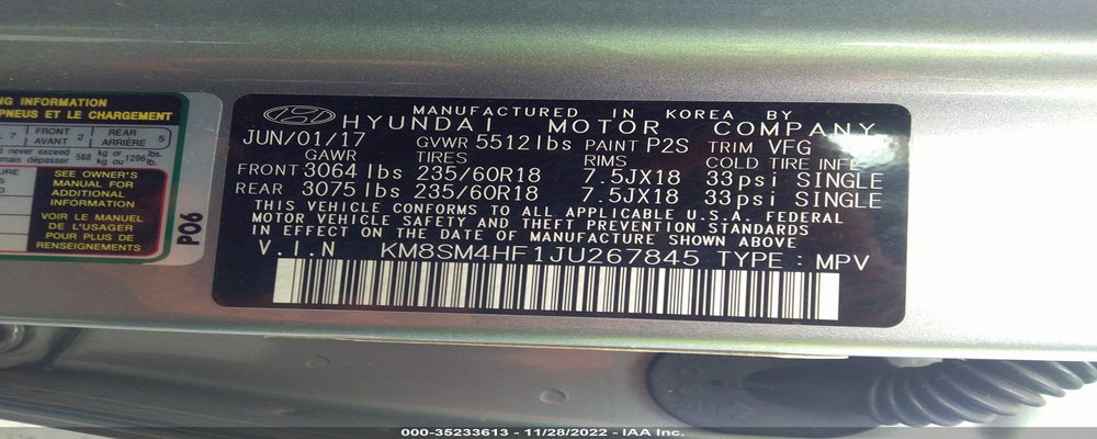 KM8SM4HF1JU267845 2018 HYUNDAI SANTA FE photo no. 9