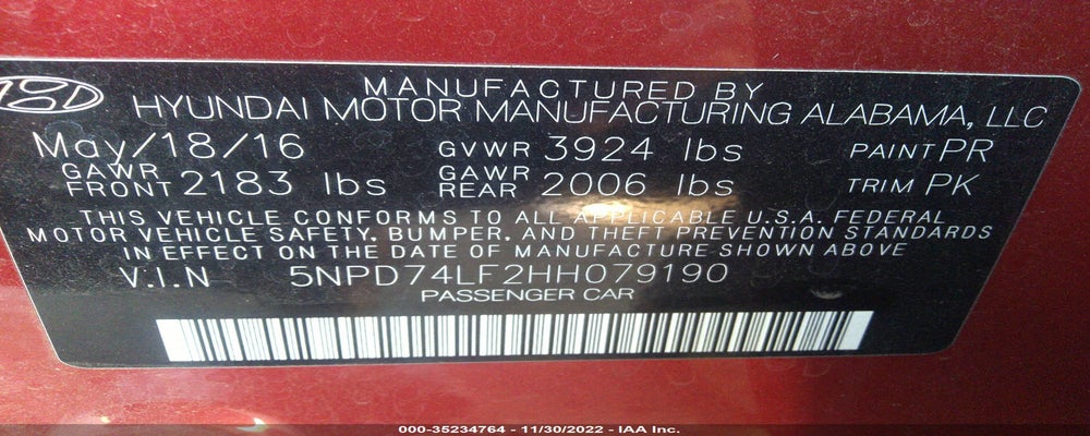 5NPD74LF2HH079190 2017 HYUNDAI ELANTRA photo no. 9