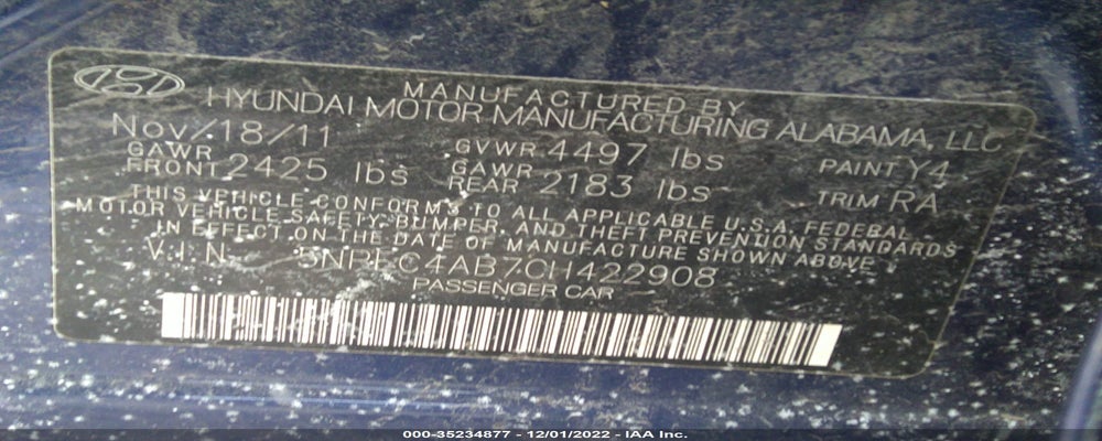 5NPEC4AB7CH422908 2012 HYUNDAI SONATA photo no. 9