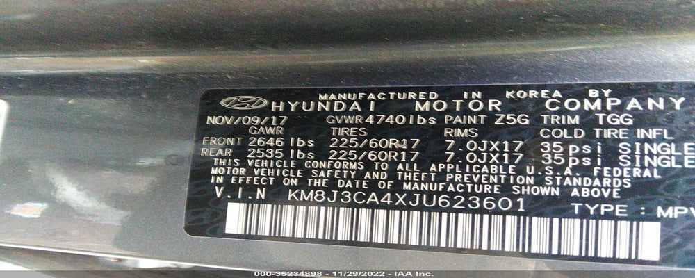 KM8J3CA4XJU623601 2018 HYUNDAI TUCSON photo no. 9
