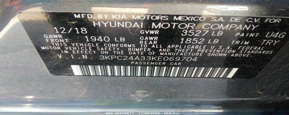 3KPC24A33KE069704 2019 HYUNDAI ACCENT photo no. 9