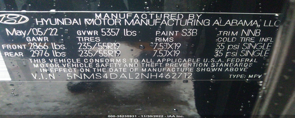5NMS4DAL2NH462712 2022 HYUNDAI SANTA FE photo no. 9
