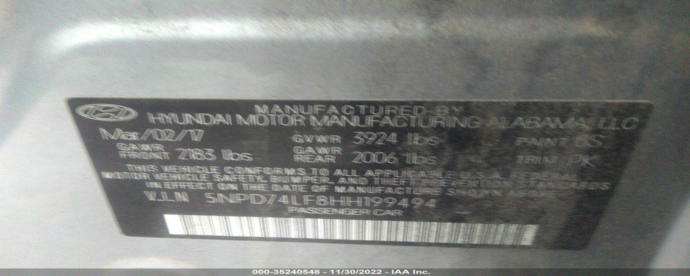 5NPD74LF8HH199494 2017 HYUNDAI ELANTRA photo no. 9