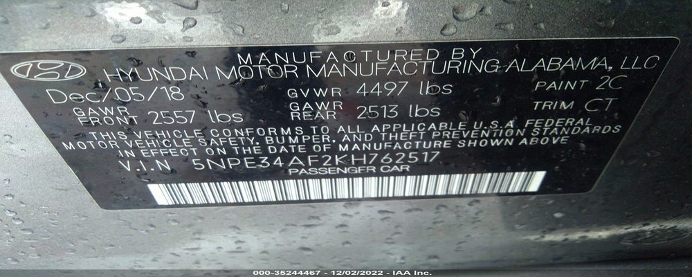 5NPE34AF2KH762517 2019 HYUNDAI SONATA photo no. 9