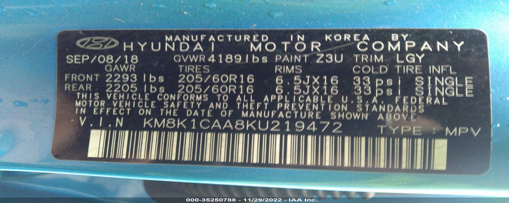 KM8K1CAA8KU219472 2019 HYUNDAI KONA photo no. 9