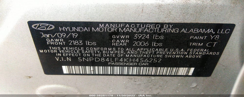 5NPD84LF4KH456252 2019 HYUNDAI ELANTRA photo no. 9