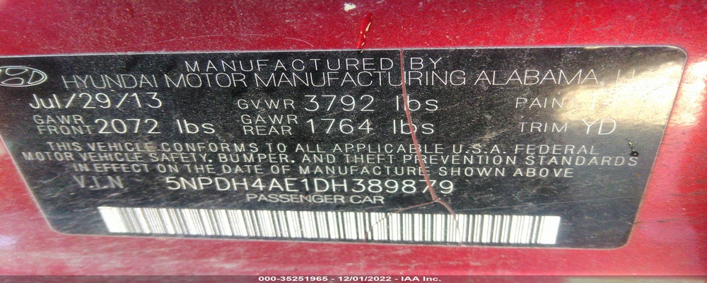 5NPDH4AE1DH389879 2013 HYUNDAI ELANTRA photo no. 9
