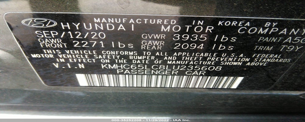 KMHC65LC8LU235608 2020 HYUNDAI IONIQ HYBRID photo no. 9