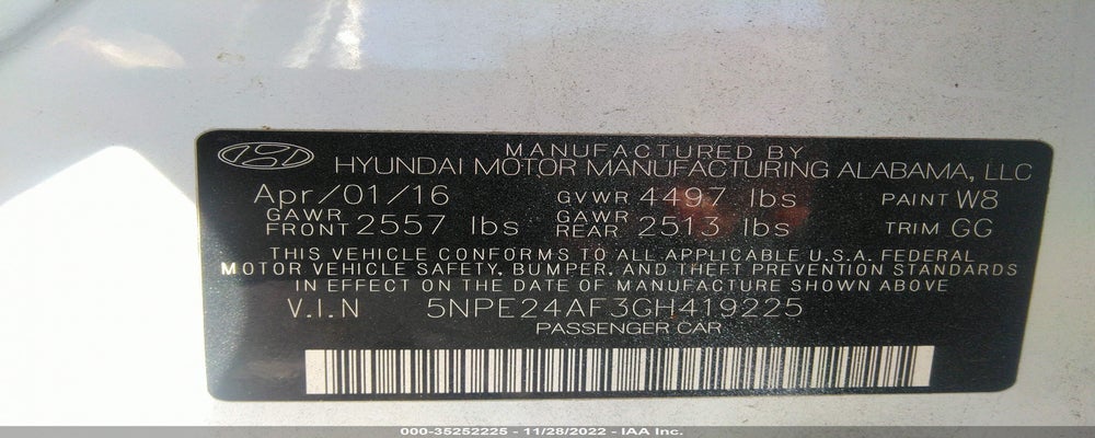 5NPE24AF3GH419225 2016 HYUNDAI SONATA photo no. 9