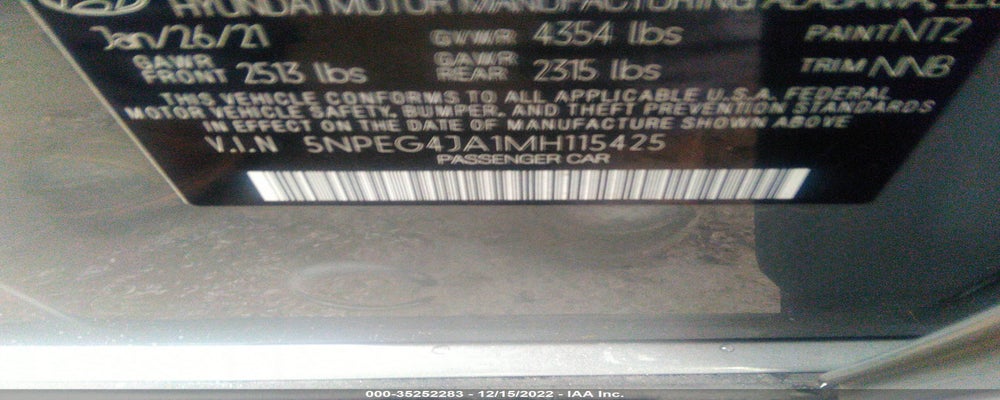 5NPEG4JA1MH115425 2021 HYUNDAI SONATA photo no. 9