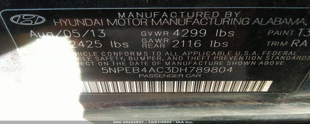 5NPEB4AC3DH789804 2013 HYUNDAI SONATA photo no. 9