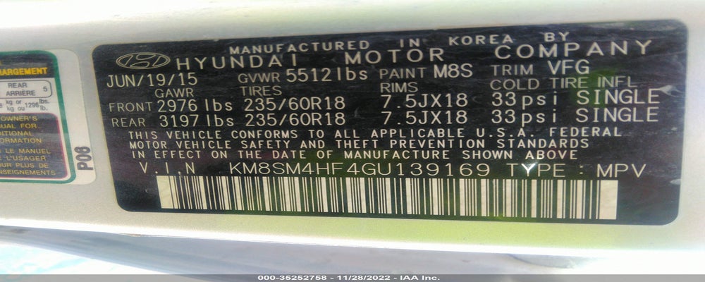KM8SM4HF4GU139169 2016 HYUNDAI SANTA FE photo no. 9