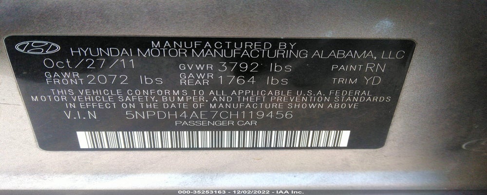 5NPDH4AE7CH119456 2012 HYUNDAI ELANTRA photo no. 9