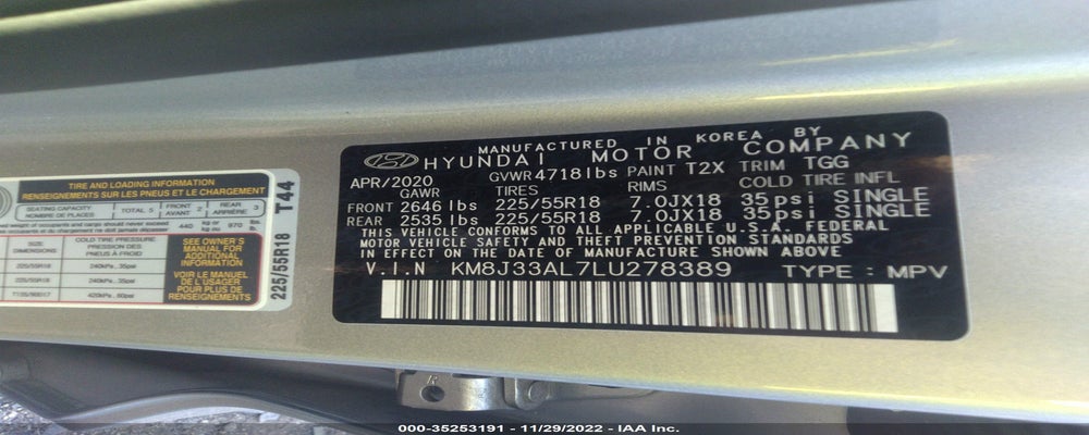 KM8J33AL7LU278389 2020 HYUNDAI TUCSON photo no. 9