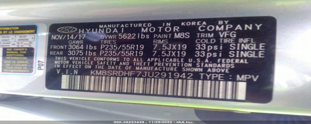 KM8SRDHF7JU291942 2018 HYUNDAI SANTA FE photo no. 9