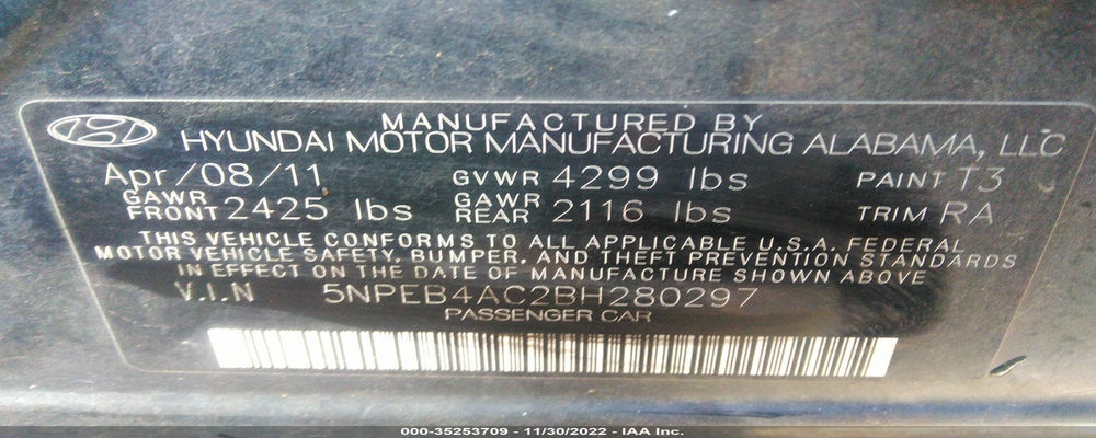 5NPEB4AC2BH280297 2011 HYUNDAI SONATA photo no. 9
