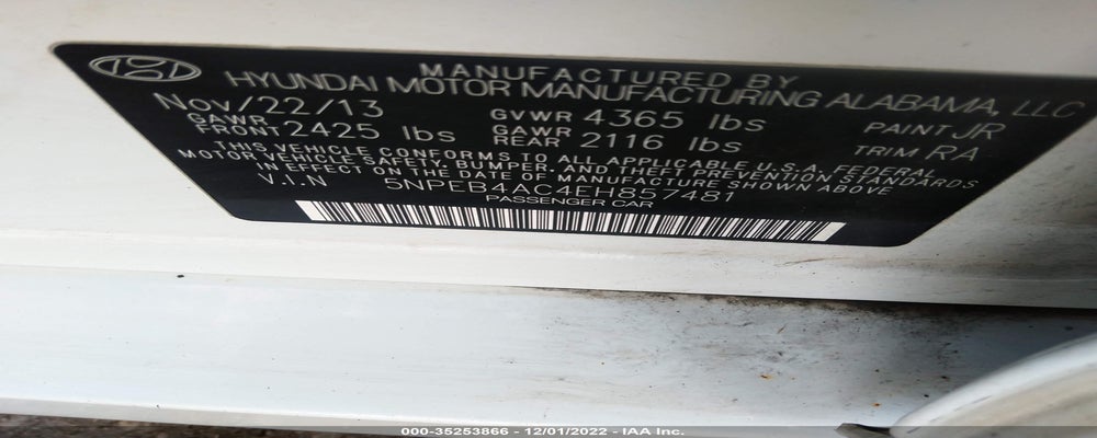 5NPEB4AC4EH857481 2014 HYUNDAI SONATA photo no. 9