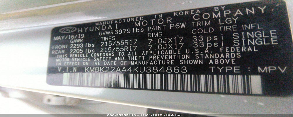 KM8K22AA4KU384863 2019 HYUNDAI KONA photo no. 9