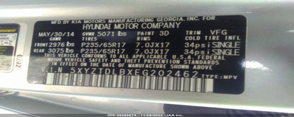 5XYZTDLBXEG202462 2014 HYUNDAI SANTA FE SPORT photo no. 9