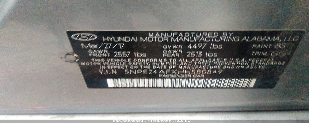 5NPE24AFXHH580849 2017 HYUNDAI SONATA photo no. 9