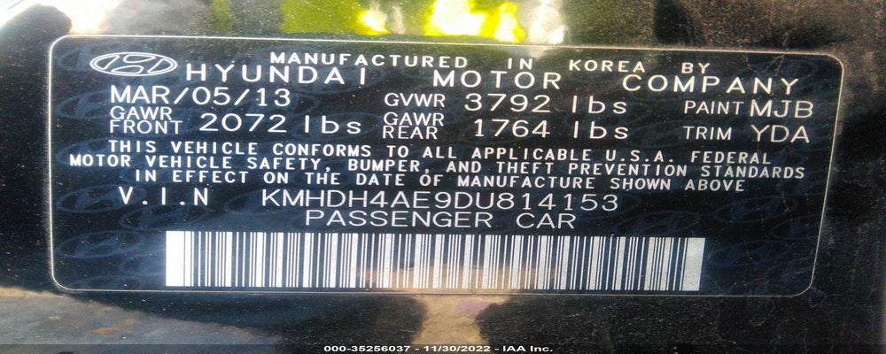 KMHDH4AE9DU814153 2013 HYUNDAI ELANTRA photo no. 9
