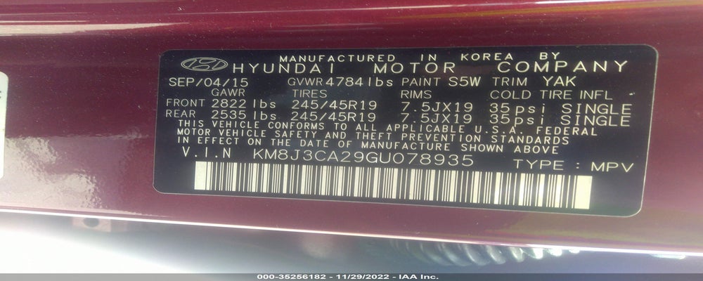 KM8J3CA29GU078935 2016 HYUNDAI TUCSON photo no. 9
