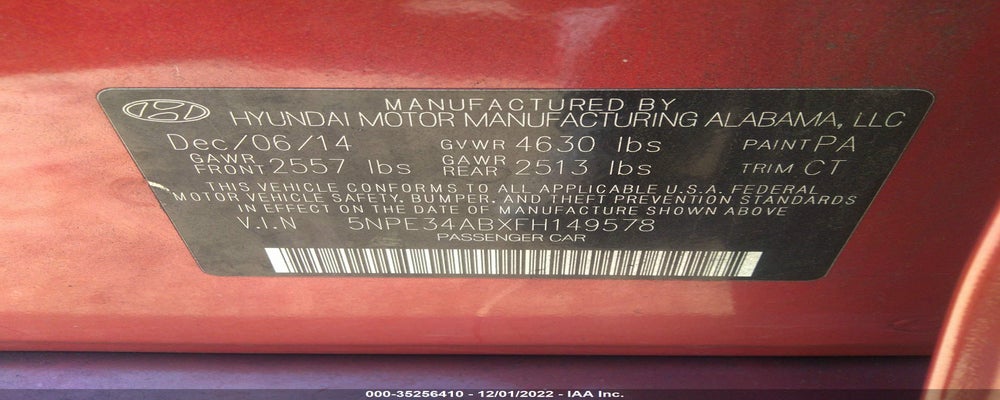 5NPE34ABXFH149578 2015 HYUNDAI SONATA photo no. 9