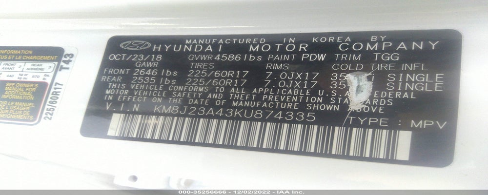 KM8J23A43KU874335 2019 HYUNDAI TUCSON photo no. 9