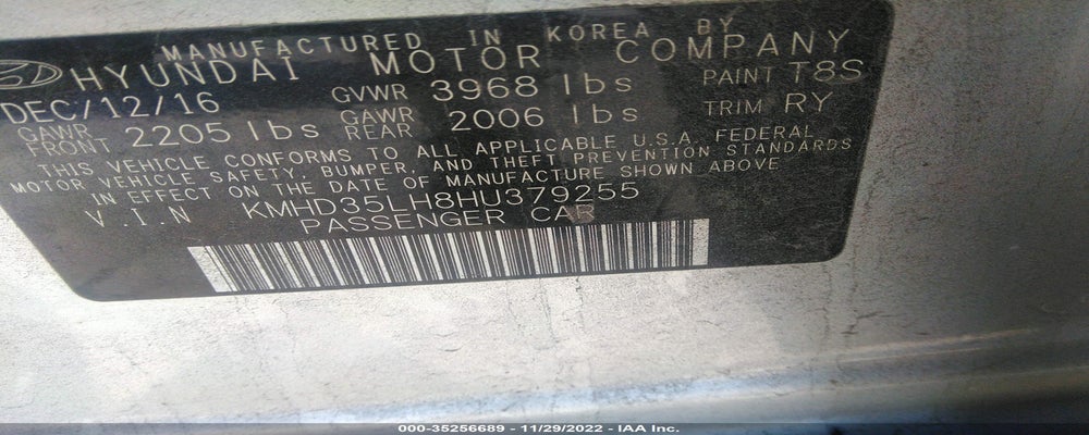 KMHD35LH8HU379255 2017 HYUNDAI ELANTRA photo no. 9