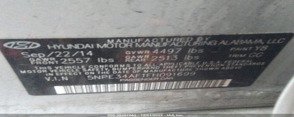 5NPE34AF1FH091699 2015 HYUNDAI SONATA photo no. 9