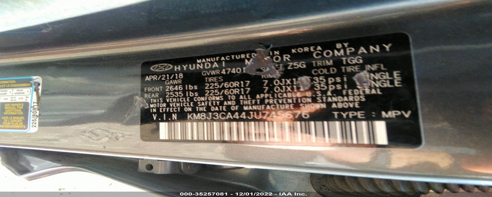KM8J3CA44JU745676 2018 HYUNDAI TUCSON photo no. 9