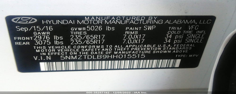 5NMZTDLB9HH015515 2017 HYUNDAI SANTA FE SPORT photo no. 9