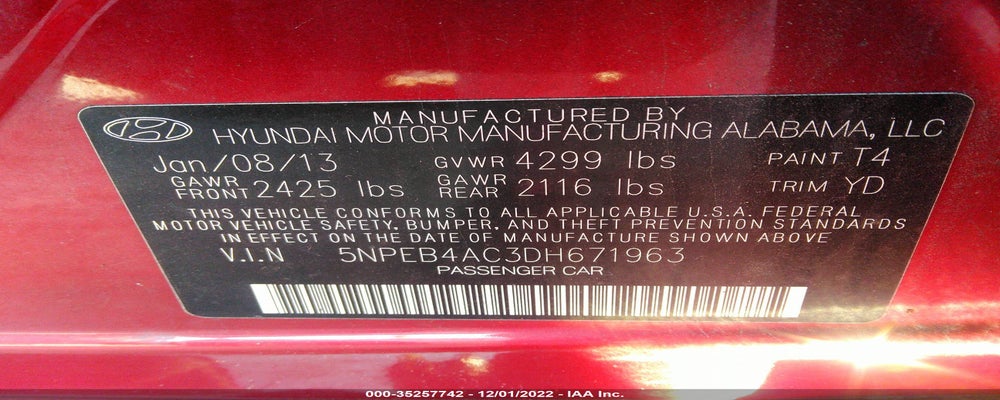 5NPEB4AC3DH671963 2013 HYUNDAI SONATA photo no. 9
