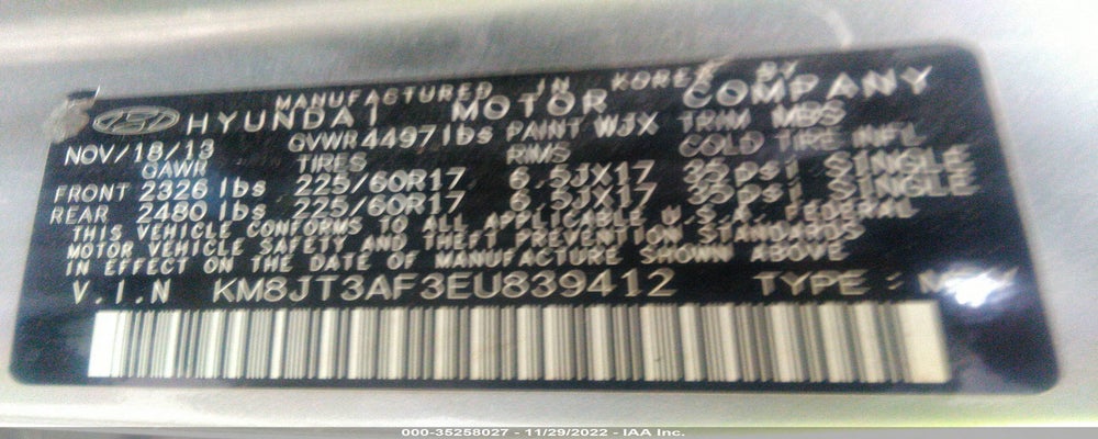 KM8JT3AF3EU839412 2014 HYUNDAI TUCSON photo no. 9