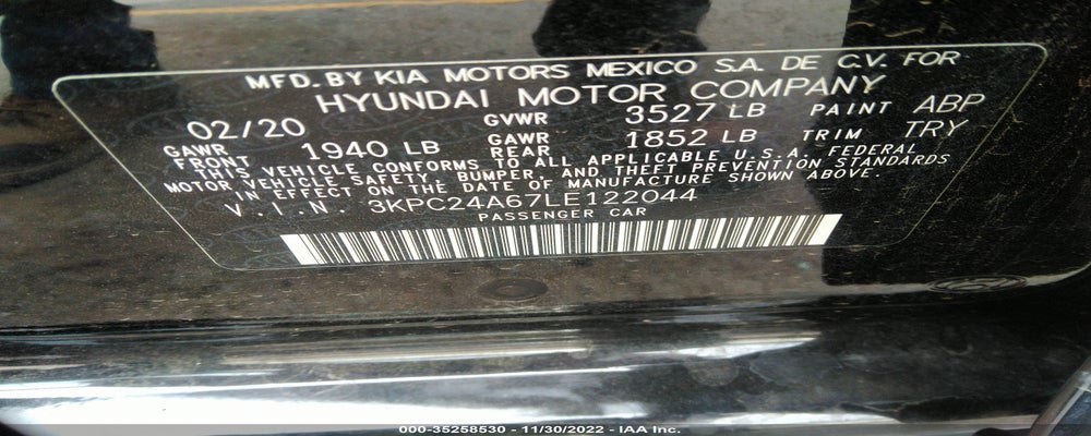 3KPC24A67LE122044 2020 HYUNDAI ACCENT photo no. 9