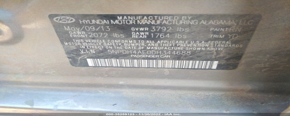 5NPDH4AE0DH344688 2013 HYUNDAI ELANTRA photo no. 9