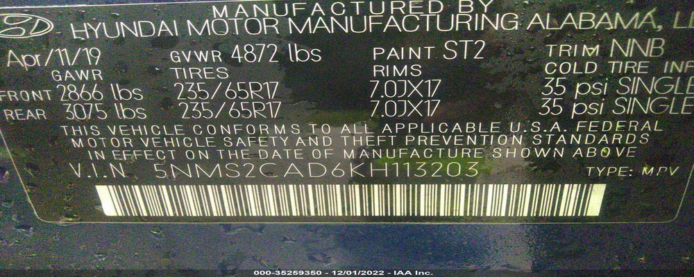 5NMS2CAD6KH113203 2019 HYUNDAI SANTA FE photo no. 9