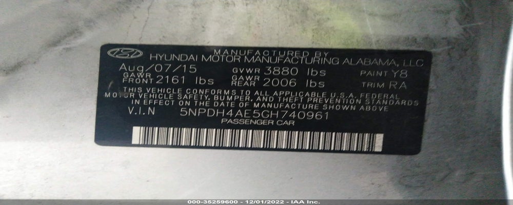 5NPDH4AE5GH740961 2016 HYUNDAI ELANTRA photo no. 9
