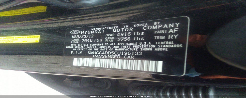 KMHGC4DD5CU196133 2012 HYUNDAI GENESIS photo no. 9