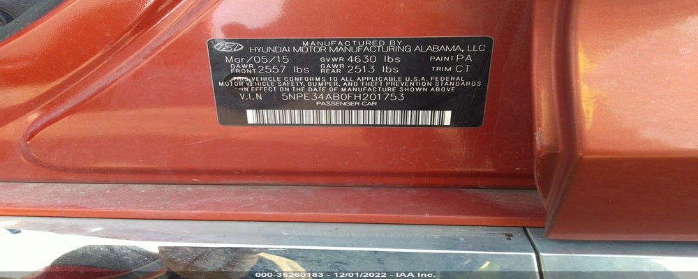 5NPE34AB0FH201753 2015 HYUNDAI SONATA photo no. 9