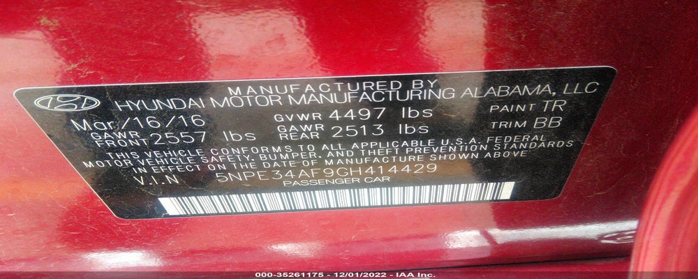 5NPE34AF9GH414429 2016 HYUNDAI SONATA photo no. 9