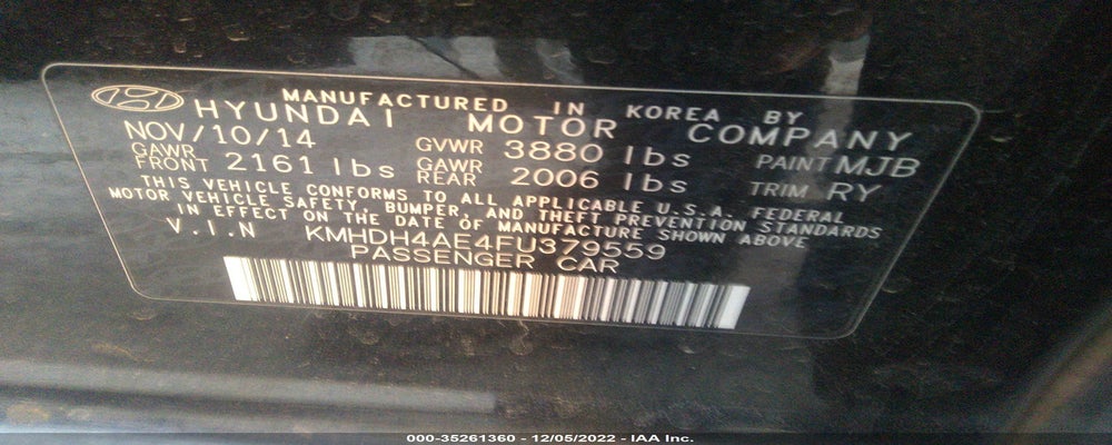 KMHDH4AE4FU379559 2015 HYUNDAI ELANTRA photo no. 9
