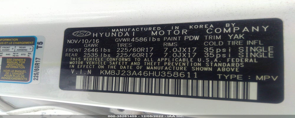 KM8J23A46HU358611 2017 HYUNDAI TUCSON photo no. 9