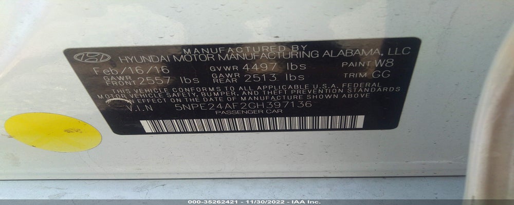 5NPE24AF2GH397136 2016 HYUNDAI SONATA photo no. 9
