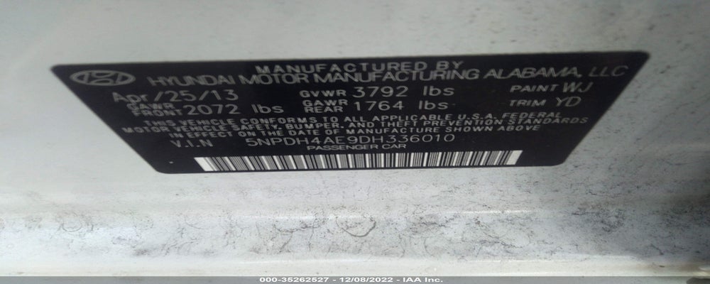 5NPDH4AE9DH336010 2013 HYUNDAI ELANTRA photo no. 9