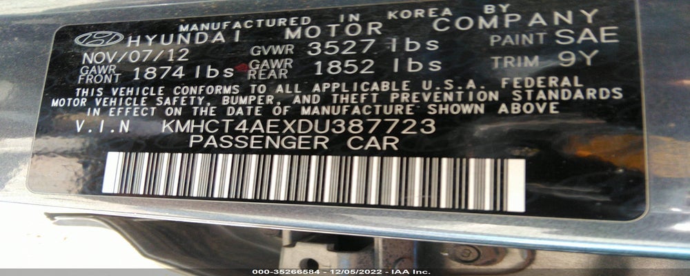 KMHCT4AEXDU387723 2013 HYUNDAI ACCENT photo no. 9