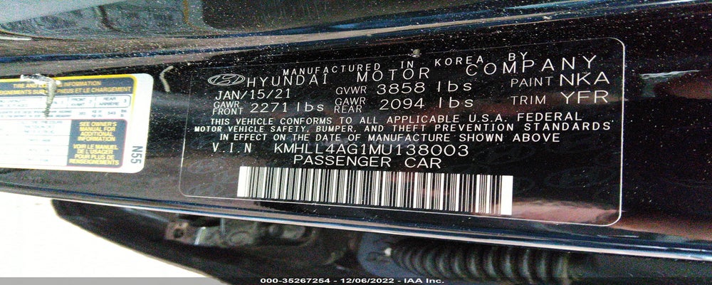KMHLL4AG1MU138003 2021 HYUNDAI ELANTRA photo no. 9