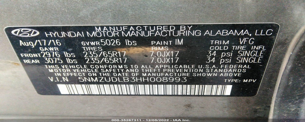 5NMZUDLB3HH008993 2017 HYUNDAI SANTA FE SPORT photo no. 9