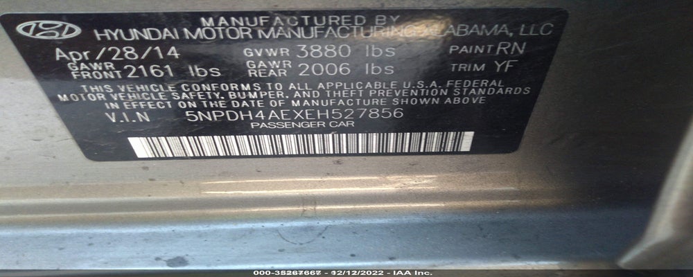 5NPDH4AEXEH527856 2014 HYUNDAI ELANTRA photo no. 9