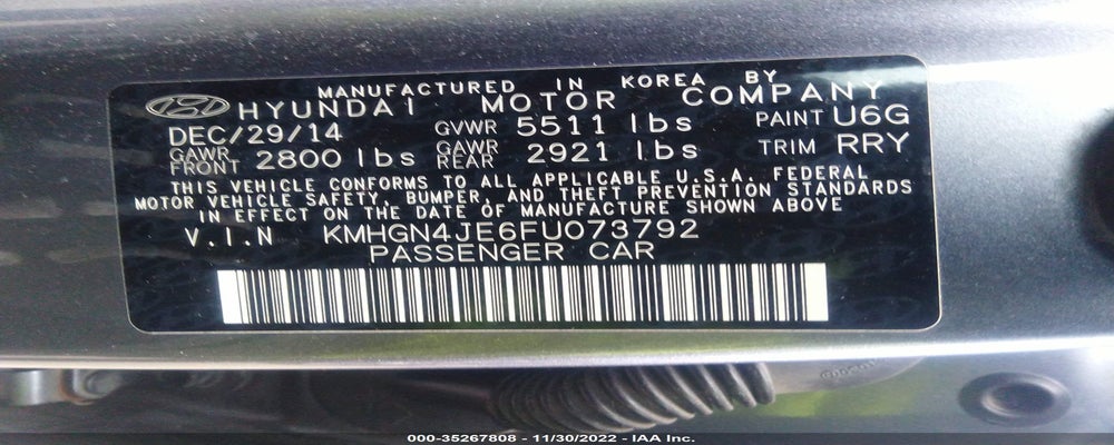 KMHGN4JE6FU073792 2015 HYUNDAI GENESIS photo no. 9
